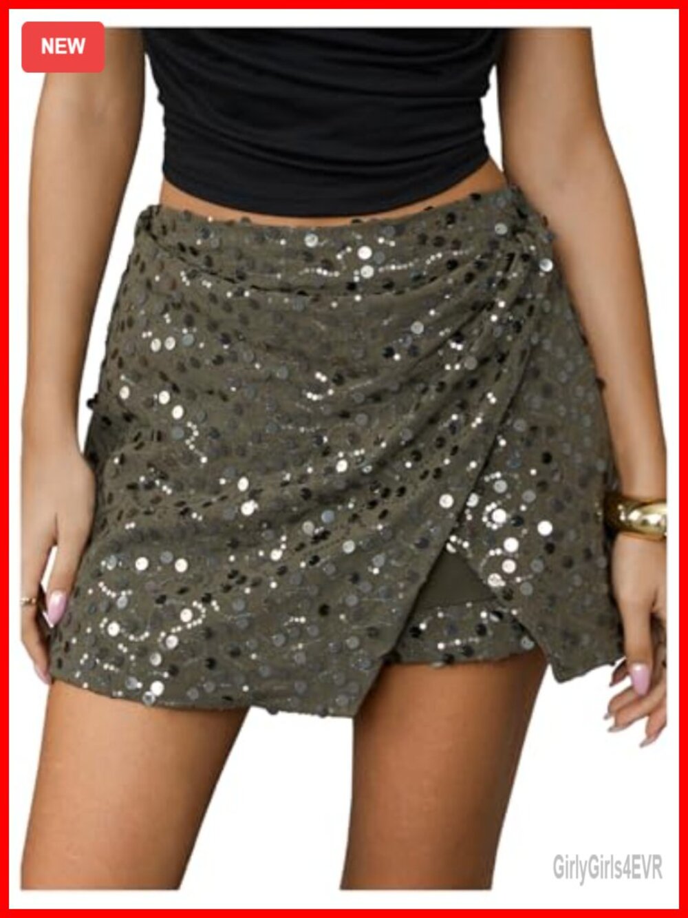 Sparkly Sequin Mini Skirt Wrap Low Waisted Night Out